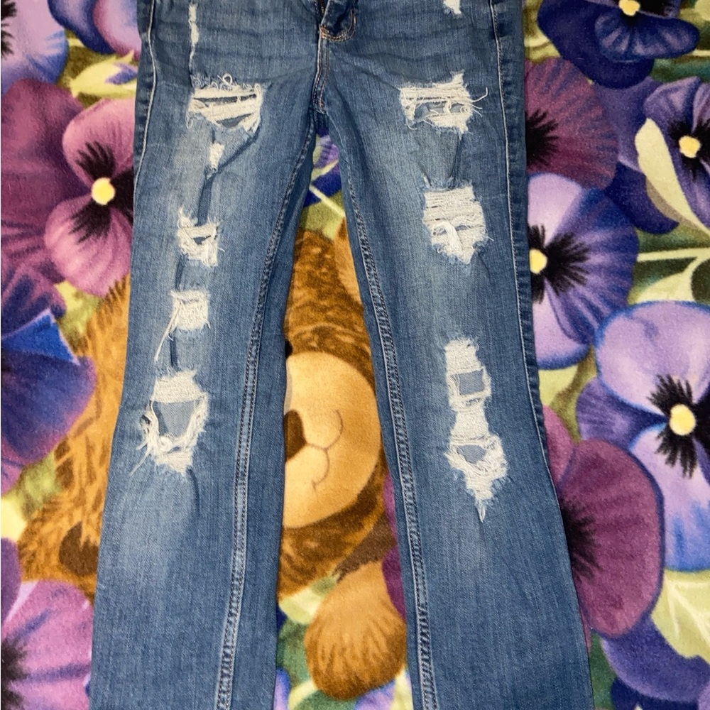 Hollister Light Blue Distressed Straight Leg Jeans